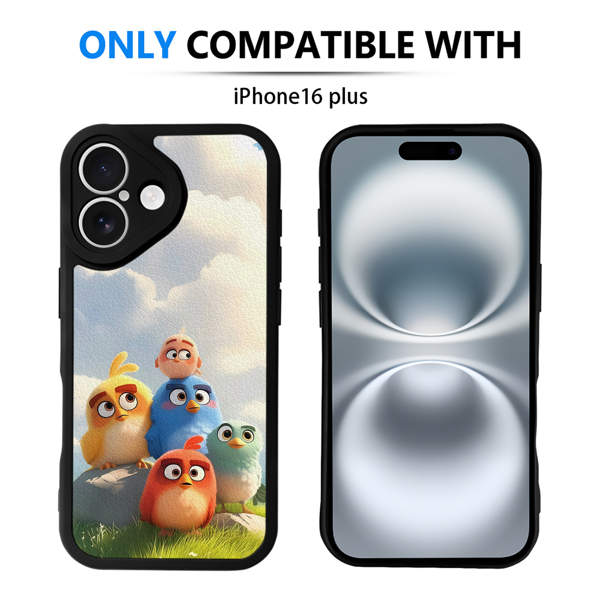 （画像用） Angry Birds アングリーバード 【iPhone 16シリーズ対応】シリコンスマホケース（レザー調） 材質：シリコン